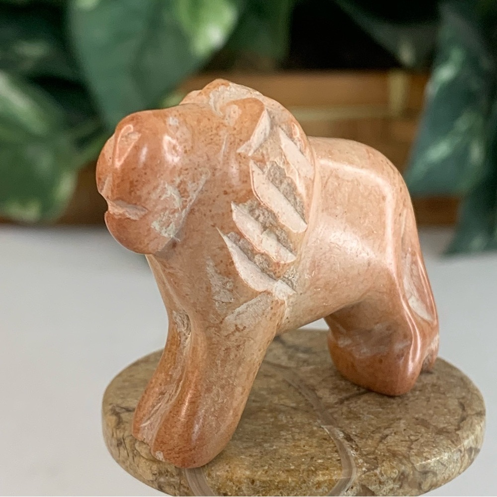 Kisii Soapstone Hand Carved Lion Figurine Stone Cat Carving Animal Figure 2” - Picture 2 of 14